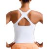 RUNNING GIRL Sports Bras for Women High Impact, Molded Cup Compression Running Tops with Removable Pads, Best for A-D Cup(White)