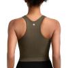 RUNNING GIRL Sports Bras for Women High Impact Seamless Ribbed Longline High Neck Workout Crop Tank Tops Padded(A-army Green)