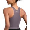 RUNNING GIRL Sports Bras for Women High Impact Seamless Ribbed Longline High Neck Workout Crop Tank Tops Padded(A-dark Grey)