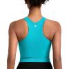 RUNNING GIRL Sports Bras for Women High Impact Seamless Ribbed Longline High Neck Workout Crop Tank Tops Padded(A-teal Lagoon)