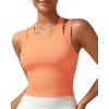 RUNNING GIRL Sports Bras for Women High Impact Seamless Ribbed Longline High Neck Workout Crop Tank Tops Padded(B-light Orange)