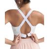 RUNNING GIRL Sports Bras for Women High Support, Adjustable Straps Hook Back Sports Bras for Women with Sewn in Pads(White)