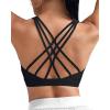 RUNNING GIRL Sports Bras for Women Medium Support, Criss-Cross Strappy Sports Bra Workout Yoga Bra with Removable Cups(Black)