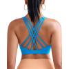 RUNNING GIRL Sports Bras for Women Medium Support, Criss-Cross Strappy Sports Bra Workout Yoga Bra with Removable Cups(Bright Blue)