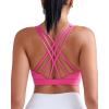 RUNNING GIRL Sports Bras for Women Medium Support, Criss-Cross Strappy Sports Bra Workout Yoga Bra with Removable Cups(Hot Pink)