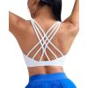 RUNNING GIRL Sports Bras for Women Medium Support, Criss-Cross Strappy Sports Bra Workout Yoga Bra with Removable Cups(White)