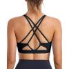 RUNNING GIRL Sports Bras for Women, Medium-High Impact Running Strappy Sports Bra with Removable Pads(B-jet Black)
