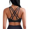 RUNNING GIRL Sports Bras for Women, Medium-High Impact Running Strappy Sports Bra with Removable Pads(Black)