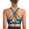 RUNNING GIRL Sports Bras for Women, Medium-High Impact Running Strappy Sports Bra with Removable Pads(B-nave Blue)