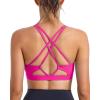 RUNNING GIRL Sports Bras for Women, Medium-High Impact Running Strappy Sports Bra with Removable Pads(B-super Pink)