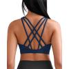 RUNNING GIRL Sports Bras for Women, Medium-High Impact Running Strappy Sports Bra with Removable Pads(Dark Blue)