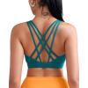 RUNNING GIRL Sports Bras for Women, Medium-High Impact Running Strappy Sports Bra with Removable Pads(Green)