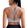 RUNNING GIRL Sports Bras for Women, Medium-High Impact Running Strappy Sports Bra with Removable Pads(Grey)