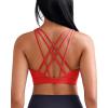 RUNNING GIRL Sports Bras for Women, Medium-High Impact Running Strappy Sports Bra with Removable Pads(Red)