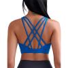 RUNNING GIRL Sports Bras for Women, Medium-High Impact Running Strappy Sports Bra with Removable Pads(Royal Blue)