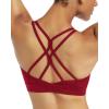 RUNNING GIRL Sports Bras for Women Pack Criss Cross Back Sexy Strappy Sports Bra Seamless Padded Yoga Bra with Removable Cups(Wine Red)