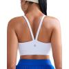 RUNNING GIRL Sports Bras for Women,Light Impact Molded Cup Strap Sports Bra with Sewn in Pads,Best for A-C Cup(White)