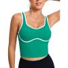 RUNNING GIRL Sports Bras for Women,Longline Workout Crop Tank Tops Padded with Built in Shelf Padded Sports Bra(Bright Green)