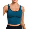 RUNNING GIRL Sports Bras for Women,Longline Workout Crop Tank Tops Padded with Built in Shelf Padded Sports Bra(Dark Blue)