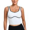 RUNNING GIRL Sports Bras for Women,Longline Workout Crop Tank Tops Padded with Built in Shelf Padded Sports Bra(White)