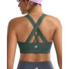 RUNNING GIRL Sports Bras for Women,Padded Strappy Sports Bras Criss-Cross Back Medium Support Sports Bras with Removable Cups(A-dark Green)