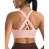 RUNNING GIRL Sports Bras for Women,Padded Strappy Sports Bras Criss-Cross Back Medium Support Sports Bras with Removable Cups(A-pink)