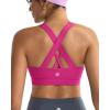 RUNNING GIRL Sports Bras for Women,Padded Strappy Sports Bras Criss-Cross Back Medium Support Sports Bras with Removable Cups(Hot Pink)