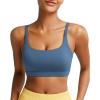 RUNNING GIRL Sports Bras for Women,Square Neck Sports Bra Medium Support Yoga Bra Workout Crop Top with Removable Cups(1-light Blue)