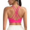 RUNNING GIRL Sports Bras for Women,Strappy Crisscross Back Padded Low Impact Running Sports Bra with Removable Cups(A-bright Pink)