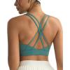 RUNNING GIRL Sports Bras for Women,Strappy Crisscross Back Padded Low Impact Running Sports Bra with Removable Cups(A-deep Sea Blue)