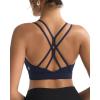 RUNNING GIRL Sports Bras for Women,Strappy Crisscross Back Padded Low Impact Running Sports Bra with Removable Cups(A-navy Blue)
