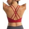 RUNNING GIRL Sports Bras for Women,Strappy Crisscross Back Padded Low Impact Running Sports Bra with Removable Cups(A-rio Red)