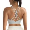 RUNNING GIRL Sports Bras for Women,Strappy Crisscross Back Padded Low Impact Running Sports Bra with Removable Cups(A-silver Grey)