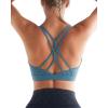 RUNNING GIRL Sports Bras for Women,Strappy Crisscross Back Padded Low Impact Running Sports Bra with Removable Cups(Blue)