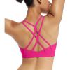 RUNNING GIRL Sports Bras for Women,Strappy Crisscross Back Padded Low Impact Running Sports Bra with Removable Cups(Hot Pink)