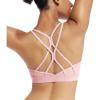 RUNNING GIRL Sports Bras for Women,Strappy Crisscross Back Padded Low Impact Running Sports Bra with Removable Cups(Pink)