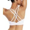 RUNNING GIRL Sports Bras for Women,Strappy Crisscross Back Padded Low Impact Running Sports Bra with Removable Cups(White)