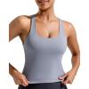 RUNNING GIRL Tank Tops with Built in Bras, Racerback Activewear Yoga Workout Tops for Women(Grey)
