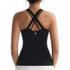 RUNNING GIRL Tank top with Built in Bra for Women,Compression Shirts Crisscross Back Workout Yoga Tops(Black)