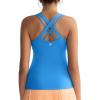 RUNNING GIRL Tank top with Built in Bra for Women,Compression Shirts Crisscross Back Workout Yoga Tops(Bright Blue)