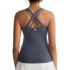 RUNNING GIRL Tank top with Built in Bra for Women,Compression Shirts Crisscross Back Workout Yoga Tops(Dark Grey)