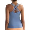 RUNNING GIRL Tank top with Built in Bra for Women,Compression Shirts Crisscross Back Workout Yoga Tops(Light Blue)