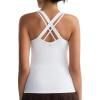 RUNNING GIRL Tank top with Built in Bra for Women,Compression Shirts Crisscross Back Workout Yoga Tops(White)