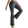 RUNNING GIRL Womens Ribbed V Crossover High Waist Yoga Pants Flare Leggings for Women with Side Pockets(Grey)