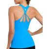 RUNNING GIRL Workout Tank Tops for Women Built in Shelf Bras Padded,Sleeveless Gym Tops Athletic Yoga Shirts(D-bright Blue)