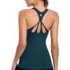 RUNNING GIRL Workout Tank Tops for Women Built in Shelf Bras Padded,Sleeveless Gym Tops Athletic Yoga Shirts(D-dark Green)