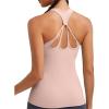 RUNNING GIRL Workout Tank Tops for Women Built in Shelf Bras Padded,Sleeveless Gym Tops Athletic Yoga Shirts(D-flush Pink)