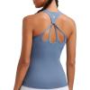 RUNNING GIRL Workout Tank Tops for Women Built in Shelf Bras Padded,Sleeveless Gym Tops Athletic Yoga Shirts(D-light Blue)