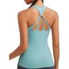 RUNNING GIRL Workout Tank Tops for Women Built in Shelf Bras Padded,Sleeveless Gym Tops Athletic Yoga Shirts(D-pale Green)