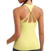 RUNNING GIRL Workout Tank Tops for Women Built in Shelf Bras Padded,Sleeveless Gym Tops Athletic Yoga Shirts(D-yellow)